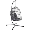 Image de sweeek - Hangend ei-fauteuil toscana van staal, rotan, polyester, 105 x 105 x 196 cm