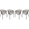 Image de sweeek - Set van 4 tuinstoelen met armleuningen van touw en gegalvaniseerd staal - santos