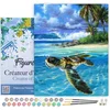 Image de Figured'Art Schilderen op Nummer Volwassenen met lijst - Ontspannende schildpad - Handwerk acrylverf Kit DIY Compleet - 40x50cm Canvas al ingelijst