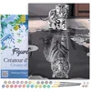 Image de Figured'Art Schilderen op Nummer Volwassenen met lijst - Kitten Reflecterende Tijger - Handwerk acrylverf Kit DIY Compleet - 40x50cm Canvas al ingelijst
