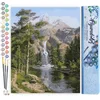 Image de Figured'Art Schilderen op Nummer Volwassenen canvas Waterval bij de berg - Handwerk acrylverf Kit DIY Compleet - 40x50cm zonder frame