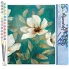 Image de Figured'Art Schilderen op Nummer Volwassenen canvas Witte Bloem 1 - Handwerk acrylverf Kit DIY Compleet - 40x50cm zonder frame