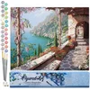 Image de Figured'Art Schilderen op Nummer Volwassenen canvas Uitzicht op zee vanaf het terras - Handwerk acrylverf Kit DIY Compleet - 40x50cm zonder frame