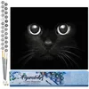 Image de Figured'Art Schilderen op Nummer Volwassenen canvas Zwarte kat hoofd - Handwerk acrylverf Kit DIY Compleet - 40x50cm zonder frame