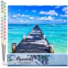 Image de Figured'Art Schilderen op Nummer Volwassenen canvas Ponton in Paradise Beach - Handwerk acrylverf Kit DIY Compleet - 40x50cm zonder frame