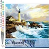 Image de Figured'Art Schilderen op Nummer Volwassenen canvas Storm bij de vuurtoren - Handwerk acrylverf Kit DIY Compleet - 40x50cm zonder frame