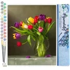 Image de Figured'Art Schilderen op Nummer Volwassenen canvas Kleurige bloemen - Handwerk acrylverf Kit DIY Compleet - 40x50cm zonder frame