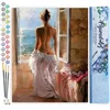 Image de Figured'Art Schilderen op Nummer Volwassenen canvas Naakte vrouw en zon - Handwerk acrylverf Kit DIY Compleet - 40x50cm zonder frame