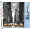 Image de Figured'Art Schilderen op Nummer Volwassenen canvas Moderne stad en gele taxi's - Handwerk acrylverf Kit DIY Compleet - 40x50cm zonder frame