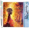 Image de Figured'Art Schilderen op Nummer Volwassenen canvas Herfstbos en vrouw met paraplu - Handwerk acrylverf Kit DIY Compleet - 40x50cm zonder frame