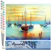 Image de Figured'Art Schilderen op Nummer Volwassenen canvas Zeilboten in de haven - Handwerk acrylverf Kit DIY Compleet - 40x50cm zonder frame