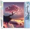 Image de Figured'Art Schilderen op Nummer Volwassenen canvas Roze Boom - Handwerk acrylverf Kit DIY Compleet - 40x50cm zonder frame