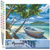 Image de Figured'Art Schilderen op Nummer Volwassenen canvas Boot onder de palmbomen - Handwerk acrylverf Kit DIY Compleet - 40x50cm zonder frame