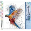 Image de Figured'Art Schilderen op Nummer Volwassenen canvas Papegaai in volle vlucht - Handwerk acrylverf Kit DIY Compleet - 40x50cm zonder frame
