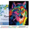 Image de Figured'Art Schilderen op Nummer Volwassenen met lijst - Wolf Pop-art - Handwerk acrylverf Kit DIY Compleet - 40x50cm Canvas al ingelijst