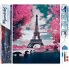 Image de Figured'Art Diamond Painting set Volwassenen 40x50 cm Eiffeltoren en bloemen - 5D DIY Art full drill vierkante diamant - Opgerold canvas