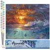 Image de Figured'Art Schilderen op Nummer Volwassenen canvas Oceaan en zonsondergang - Handwerk acrylverf Kit DIY Compleet - 40x50cm zonder frame