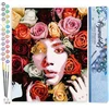 Image de Figured'Art Schilderen op Nummer Volwassenen canvas Rozengezicht - Handwerk acrylverf Kit DIY Compleet - 40x50cm zonder frame