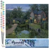 Image de Figured'Art Schilderen op Nummer Volwassenen canvas Lichtgevende oase van rust - Handwerk acrylverf Kit DIY Compleet - 40x50cm zonder frame