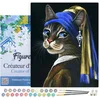 Image de Figured'Art Schilderen op Nummer Volwassenen met lijst - Het jonge katje met de parel - Handwerk acrylverf Kit DIY Compleet - 40x50cm Canvas al ingelijst