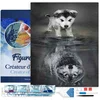 Image de Figured'Art Diamond Painting set Volwassenen 40x50 cm met lijst Hond en wolf reflectie - 5D DIY Art full drill vierkante diamant - Canvas al ingelijst