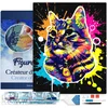 Image de Figured'Art Diamond Painting set Volwassenen 40x50 cm met lijst Kat Splash Pop Art - 5D DIY Art full drill vierkante diamant - Canvas al ingelijst