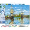 Image de Figured'Art Schilderen op Nummer Volwassenen met lijst - Bootjes varen op de Seine in Rouen - Monet - Handwerk acrylverf Kit DIY Compleet - 40x50cm Canvas al ingelijst