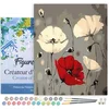 Image de Figured'Art Schilderen op Nummer Volwassenen met lijst - Rode en witte bloemen - Handwerk acrylverf Kit DIY Compleet - 40x50cm Canvas al ingelijst