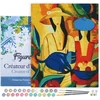 Image de Figured'Art Schilderen op Nummer Volwassenen met lijst - Vrouwen en blauwe kat - Handwerk acrylverf Kit DIY Compleet - 40x50cm Canvas al ingelijst