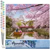 Image de Figured'Art Schilderen op Nummer Volwassenen canvas Kersenbloesem in Japan - Handwerk acrylverf Kit DIY Compleet - 40x50cm zonder frame