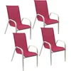 Image de Set van 4 MARBELLA stoelen in roze textilene - wit aluminium
