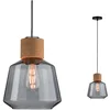 Image de Neordic Hanglamp Elia E27 max. 20W Rookglas, Kurk, Zwart dimbaar Glas, Kurk, Metaal