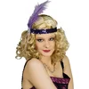 Image de Chaks Charleston hoofdband - met pauwen veer en kraaltjes - paars - dames - jaren 20 thema