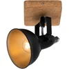 Image de BRILONER WOOD & STYLE - Wandlamp - spot draaibaar - E14 - Materiaal: hout en Metaal - Kleur: zwart en goud