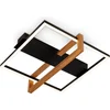 Image de BRILONER - LED Plafonniére - frame plafondlamp - zwart met hout - warm wit licht 3.000 K - 12W - 35x33 cm