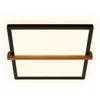 Image de BRILONER Remsa - LED Plafonniére - plafondlamp met indirect licht - warm wit licht - 29 x 31,5 x 4 cm - zwart hout