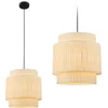 Image de B.K.Licht Papper - Hanglamp - eetkamer verlichting - bast - boho stijl - E27 fitting - Ø30 x 12,8 cm - naturel - bruin