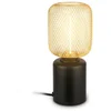 Image de BRILONER Rist   Tafellamp   industrieel bedlamp   goudkleurig   draadframe design   E27 fitting   met schakelkabel   Ø10x25 cm