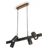 Image de BRILONER Duta - Hanglamp   4-lichts   eatkamerlamp zwenkbaar   GU10 Fitting   zwart met hout   industriële stijl   80 x 24,9 x 120 cm