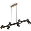 Image de BRILONER Duta   Hanglamp   met 6-lichts   zwenkbaar   GU10 fitting   eetkamerlamp   zwart & hout   110 x 24,9 x 120 cm