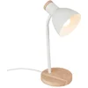 Image de BRILONER Prep   Tafellamp met kabelschakelaar   bureaulamp draaibaar   E14 fitting   bedlampje   max. 10W   wit&hout   Ø14 x 39,5 cm