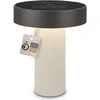 Image de BRILONER Poga - Tafellamp oplaadbaar - dimbaar - zonneenergie buitenverlichting - warm wit licht - Ø16 cm - offwhite antraciet