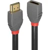 Image de LINDY 36476 HDMI-kabel HDMI Verlengkabel HDMI-A-stekker, HDMI-A-bus 1.00 m Antraciet, Zwart, Rood 4K UHD, Vergulde stee