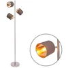 Image de Staande lamp Vloerlamp "Maron" hoogte 153 cm 3 lampenkappen Metaal Textiel Bruin