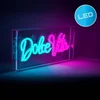 Image de LED-bord decoratie "Dolce Vita" Hoogte 30cm Breedte 15cm Motivatie Bord Transparant Kunststof LED letters USB-aansluiting