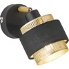 Image de Wandlamp slaapkamerlamp keukenlamp, wandlamp met zwenkbare spot, modern, staal textiel, zwart goud, 1x E14 fitting, LxBxH 10x18,5x13 cm Wofi 11646
