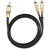 Image de Oehlbach 2056 Cinch / Jackplug Audio Aansluitkabel [2x Cinch-stekker - 1x Jackplug male 3,5 mm] 1.00 m Zwart Vergulde s