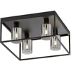 Image de Plafondlamp Woonkamerlamp Slaapkamerlamp Eetkamerlamp, metaal zwart rookkleurig, 4 vlammen vierkant E14, H 20,5 cm