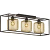Image de Fischer & Honsel Caydo Plafonnière - Plafondlamp - 3x E27 (excl. lichtbron) - 83 x 23 x 28 cm - Zwart/Goud