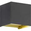 Image de Fischer & Honsel Thore - Up & down wandlamp - geschikt voor buiten (IP44) - 11x10x10 cm - LED - 540 lumen - Helder wit licht (3000K) - Zwart/Goud